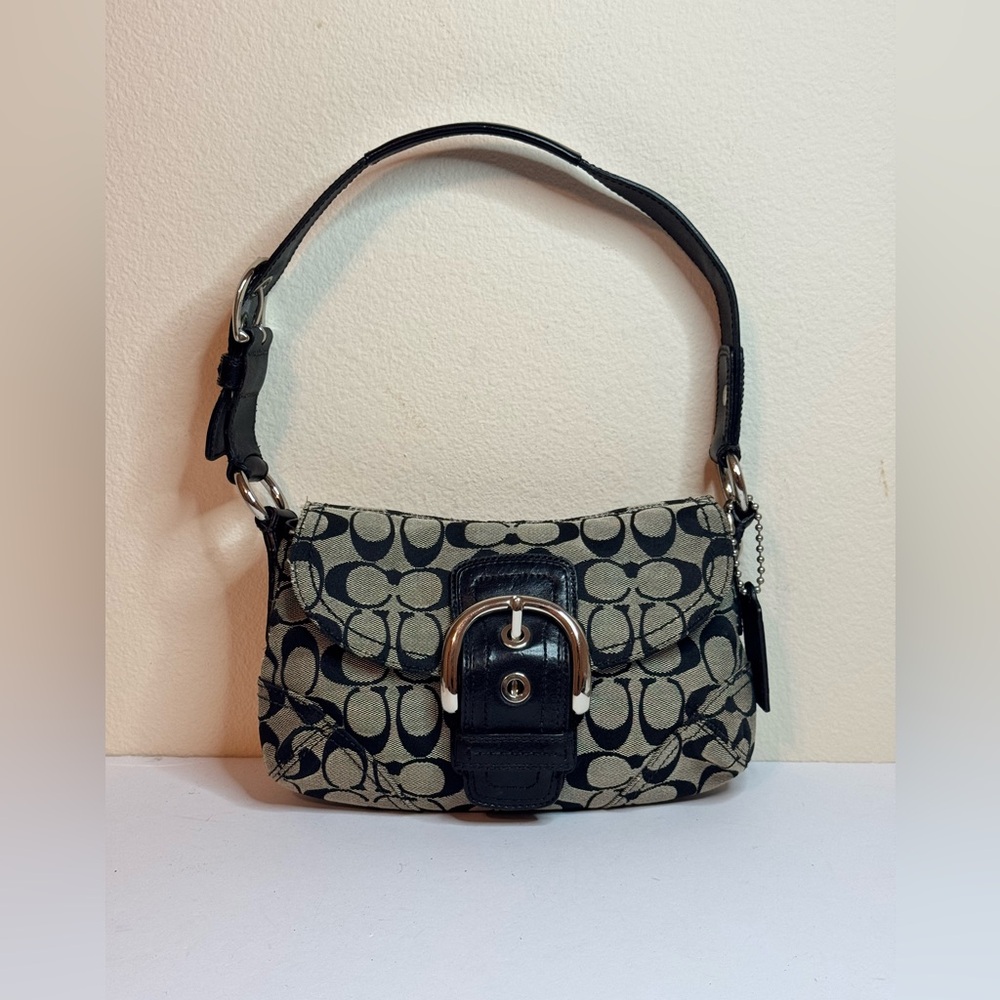 Coach Y2K Signature Monogram Black/Grey Small Shoulder Bag - Picture 1 of 13
